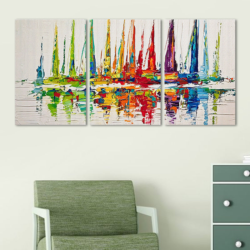 Aquarel zeilschepen schilderij rode moderne stijl Wall Art Decor voor huis interieur