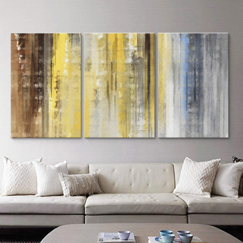 Canvas Multi-Piece Painting Modern Abstract Wall Art Print in Yellow and Brown for Home