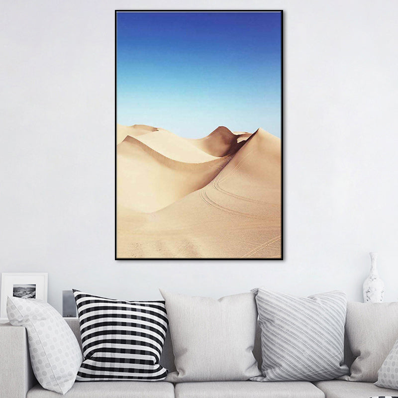 Desert Dunes Landscape Wall Art Print Modernism Textured Dining Room Canvas in Yellow