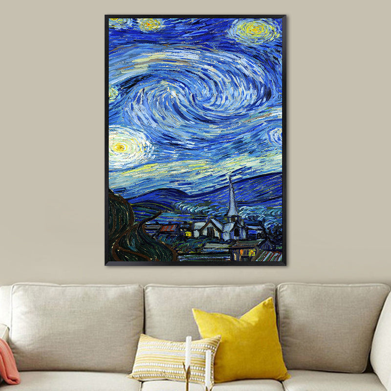 Starry Night Canvas Art Classic Enchanting Van Gogh Painting Wall Decor in Soft Color