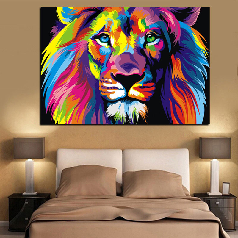 Blue Lion Head Canvas Art for Decoration Steampunk Wall Art Decor Sitting Room, Multiple Sizes