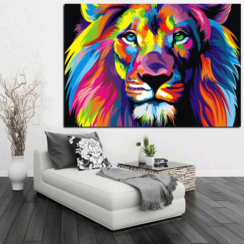Blue Lion Head Canvas Art for Decoration Steampunk Wall Art Decor Sitting Room, Multiple Sizes
