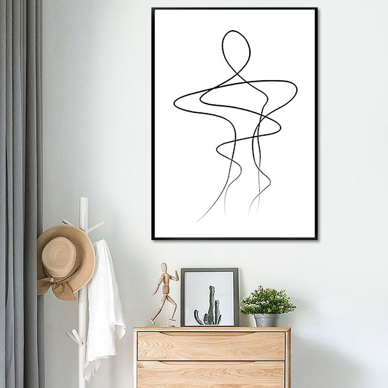 Irregular Line Charcoal Drawings Art Minimalism Style Canvas Painting, Multiple Sizes