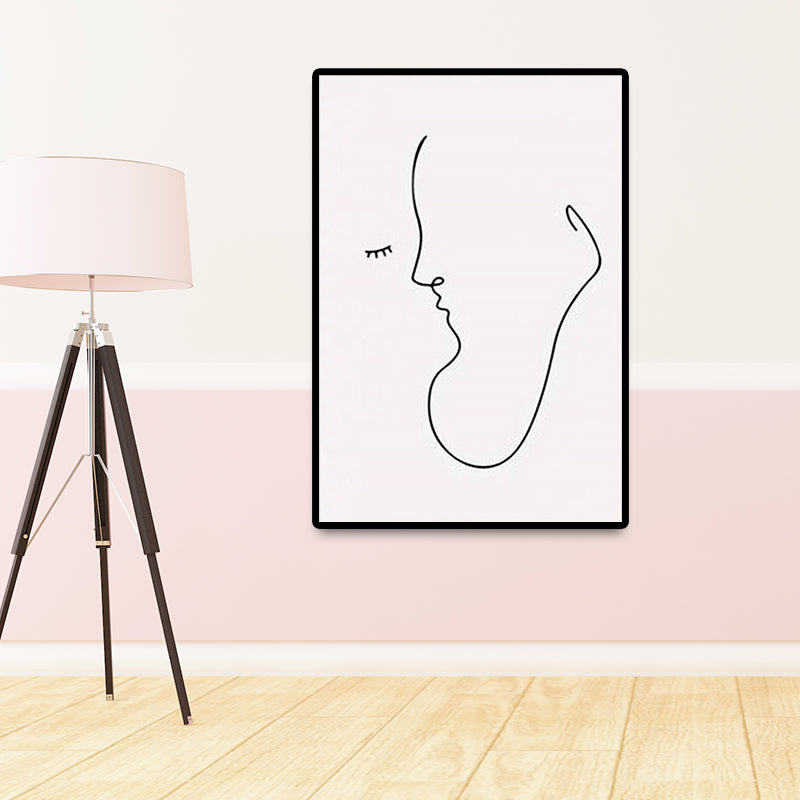 Minimalism Creative Figure Painting White Textured Wall Art Decor for Guest Room