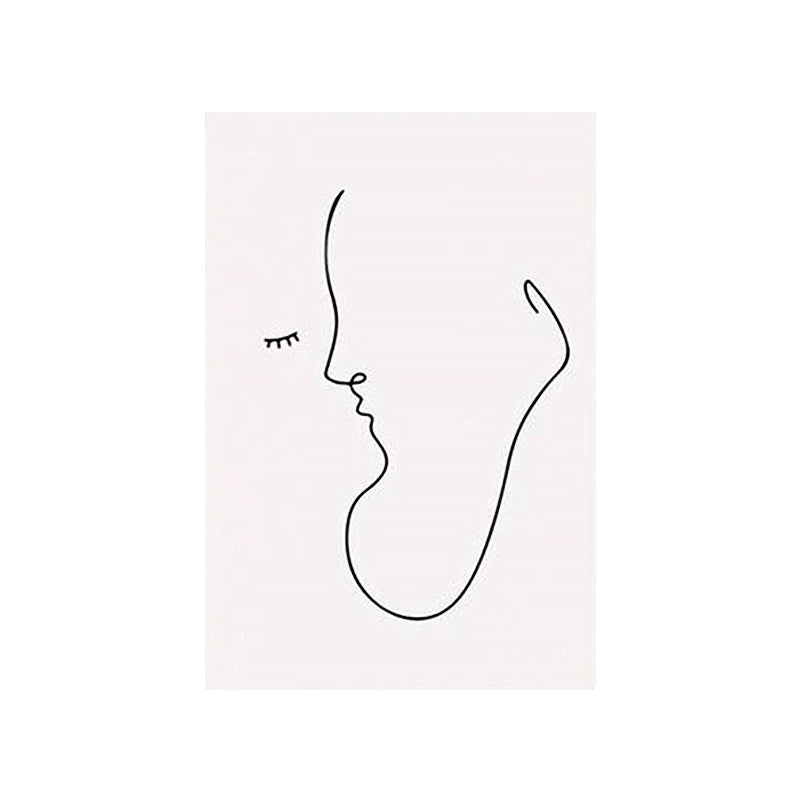 Minimalism Creative Figure Painting White Textured Wall Art Decor for Guest Room