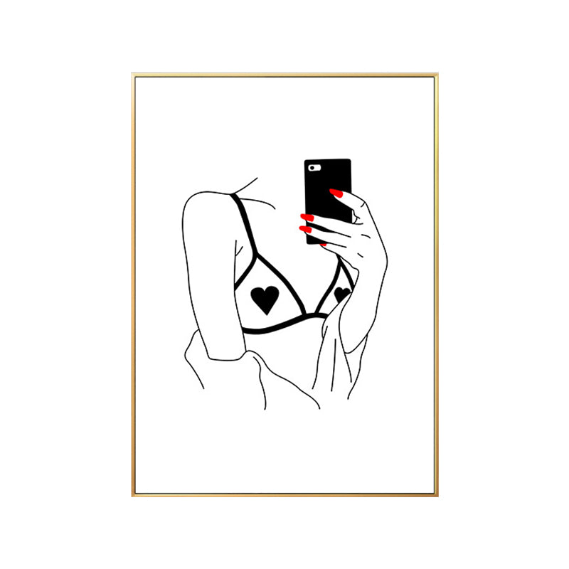 Female Character Portrait Canvas for Guest Room Charcoal Drawings Wall Art Decor
