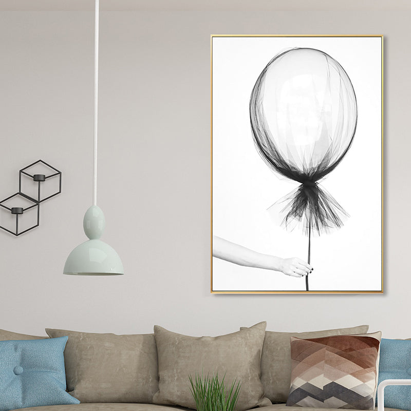 Canvas White Painting Minimalism Style Balloon Pencil Wall Art Decor, Multiple Sizes