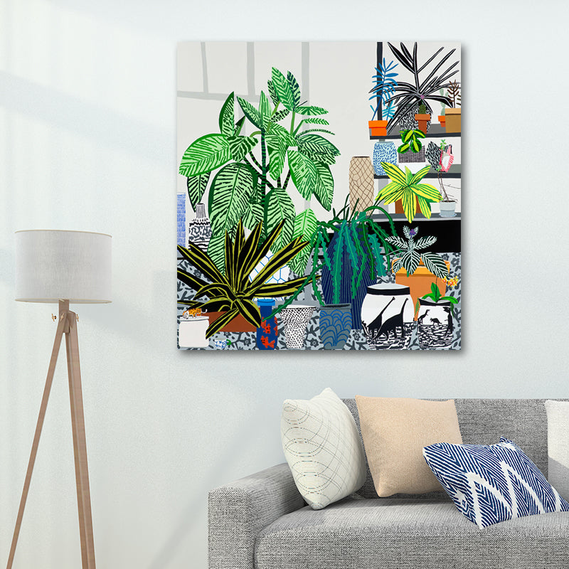 Children's Art Potted Plant Canvas Study Room Wall Art Decor in Green, Multiple Sizes Available
