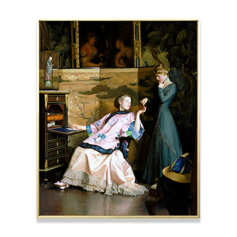 Painting Print Post-Impressionist Canvas Wall Art with Woman Portrait, Soft Color