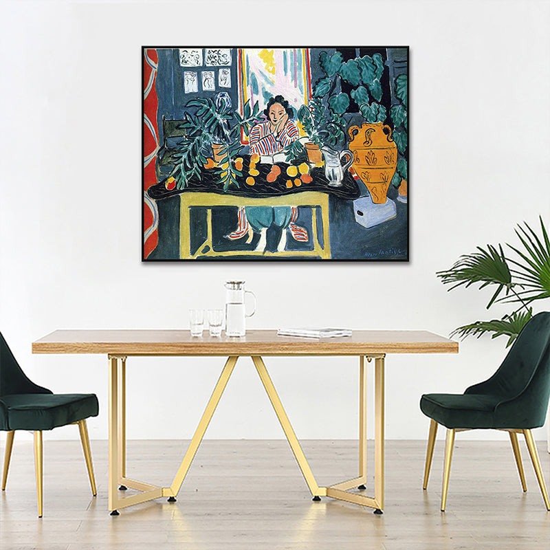 Fauvism Matisse Napping Painting Green Dining Room Wall Art, Textured Surface