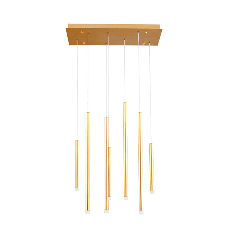 Éclairage pendentif brun / or mince moderne 7 lumières Métal de lumière suspendue pour salle à manger avec cordon réglable en chaud / blanc