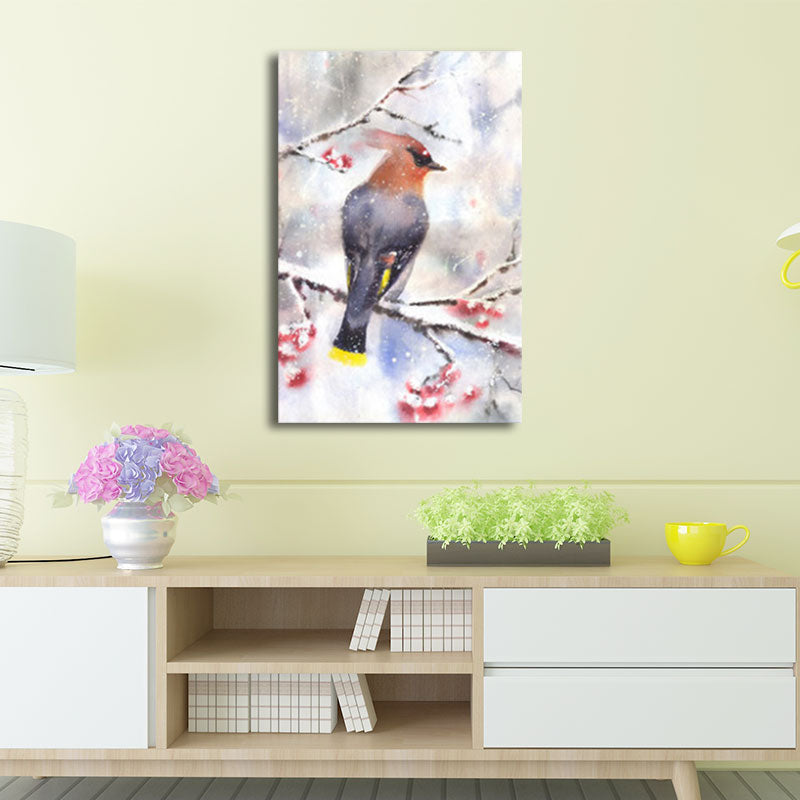 Birds and Flower Blossom Painting Farmhouse Textured Dining Room Canvas Wall Art