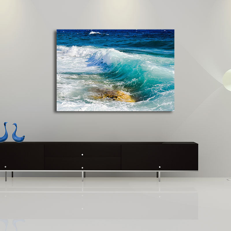 Blue Sea Surge Canvas Art Ocean Scenery Tropix Textured Wall Decor for Living Room
