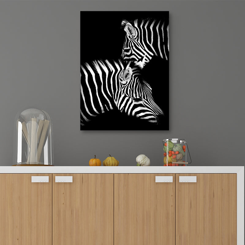 Photographs Contemporary Wall Art Print with Zebra Pattern in Dark Color for Home