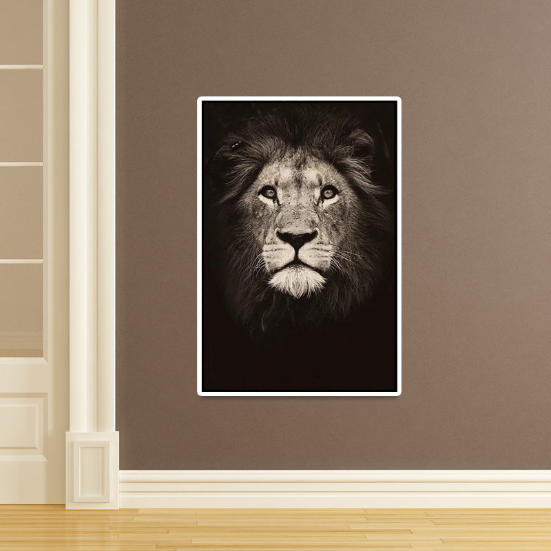 Donkere kleur leeuwenkop canvas kunst wild dier moderne getextureerde muur decor voor slaapkamer