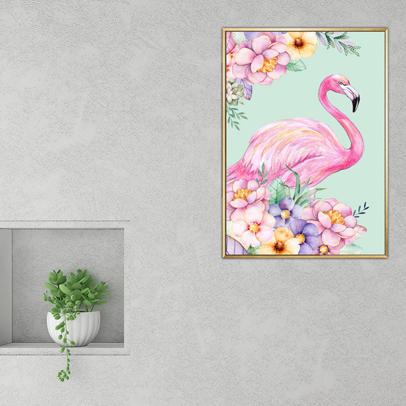 Kids Fantasy Animal Art Print Pink Textured Surface Wall Decoration for Living Room