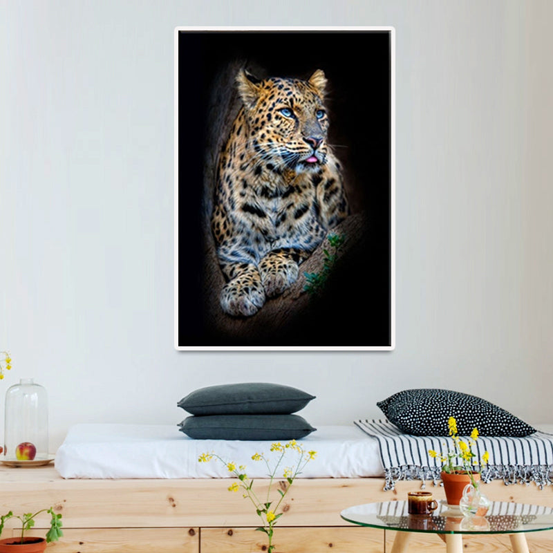 Photography Wild Animals Wall Art Decor for Living Room, Dark Color, Textured Surface