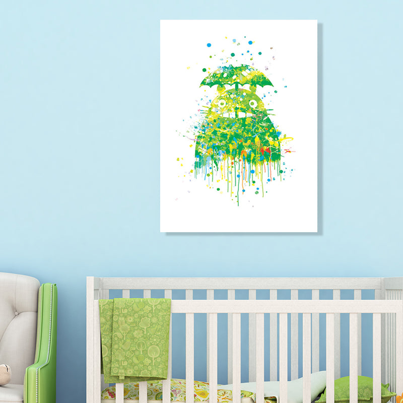 Toile d'art mural de chat de bande dessinée pour enfants, décoration murale texturée de couleur Pastel pour chambre d'enfant
