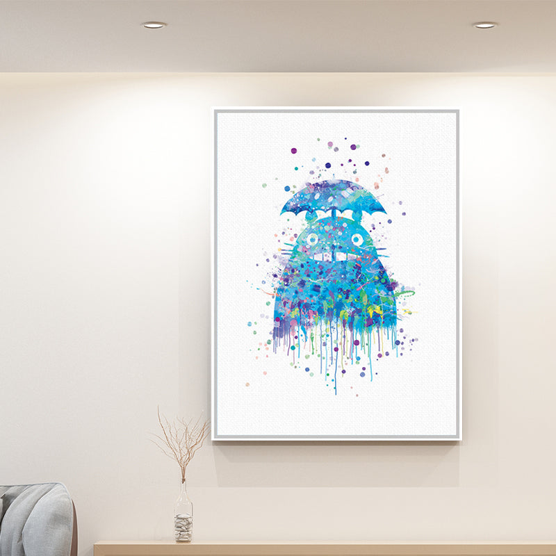 Toile d'art mural de chat de bande dessinée pour enfants, décoration murale texturée de couleur Pastel pour chambre d'enfant