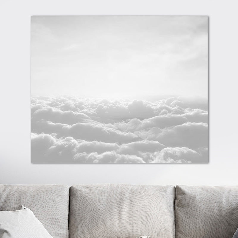 Grey Cloud Sea Canvas Wall Art Nature Scenery Modern Textured Wall Decor for Home