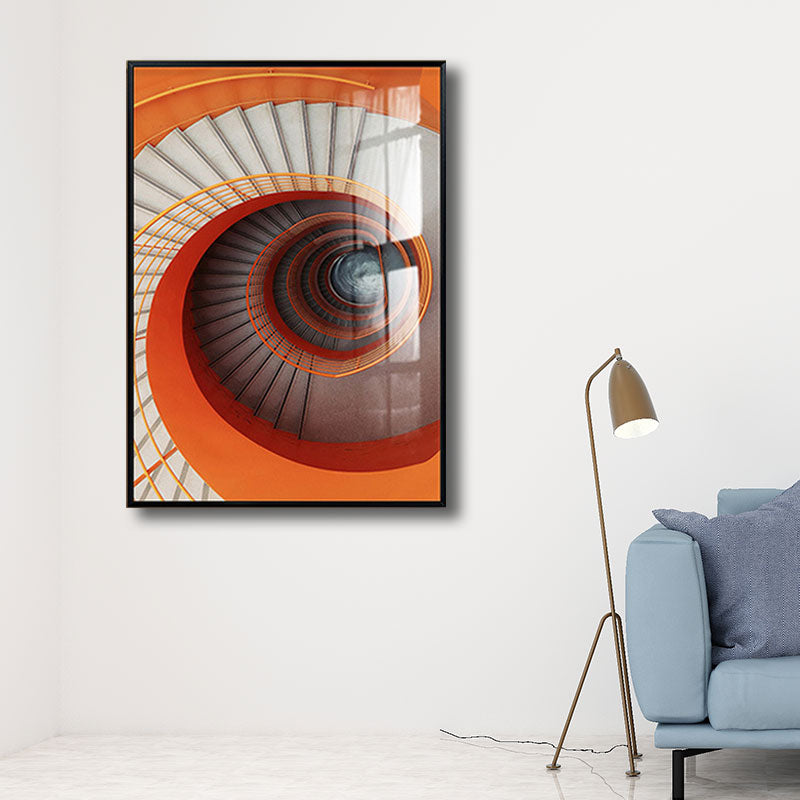 Decoratieve wervelende trap schilderij hedendaagse canvas muur kunst print in lichte kleur