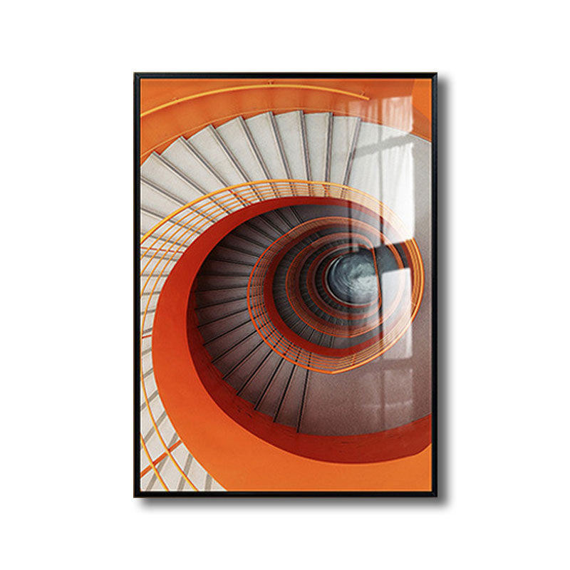 Decoratieve wervelende trap schilderij hedendaagse canvas muur kunst print in lichte kleur