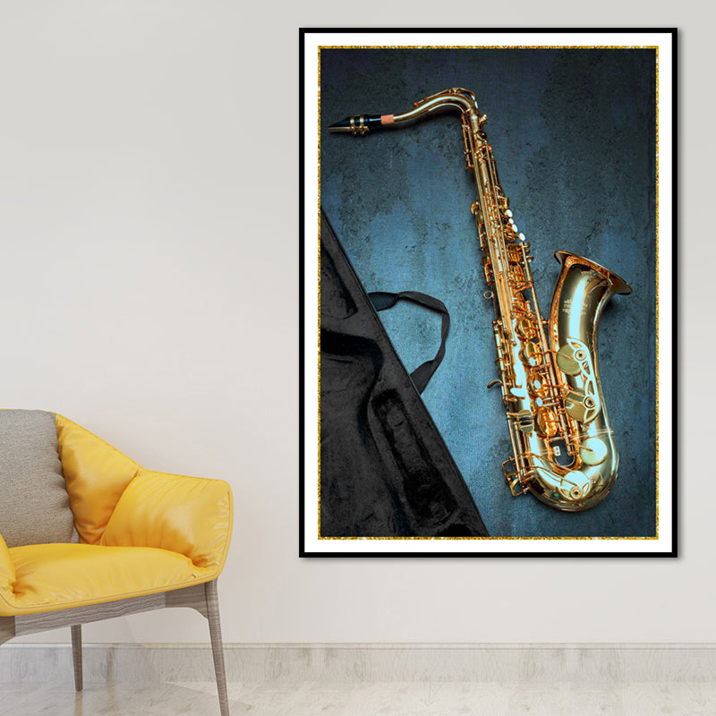Modernist Canvas Art Blue Saxophone Wall Decor for Parlor, Multiple Size Available