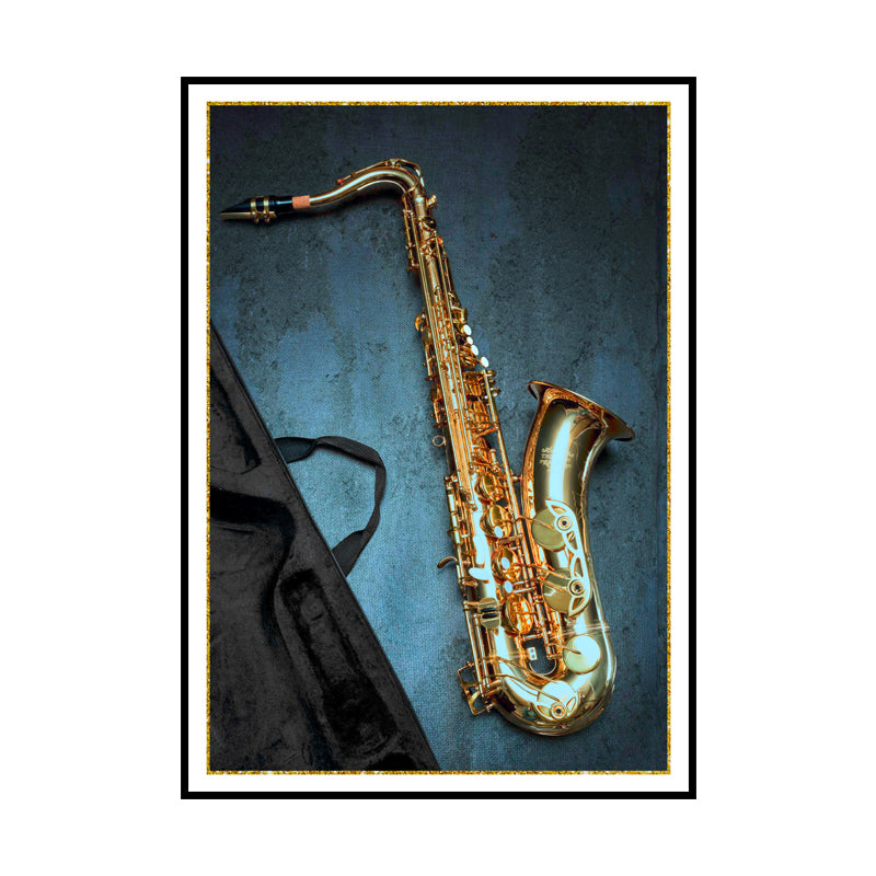Modernist Canvas Art Blue Saxophone Wall Decor for Parlor, Multiple Size Available