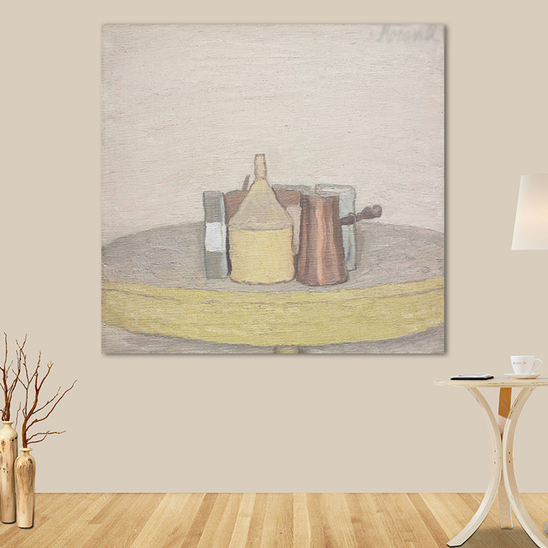 Traditional Tableware and Desk Canvas Bathroom Wall Art in Brown, Multiple Sizes