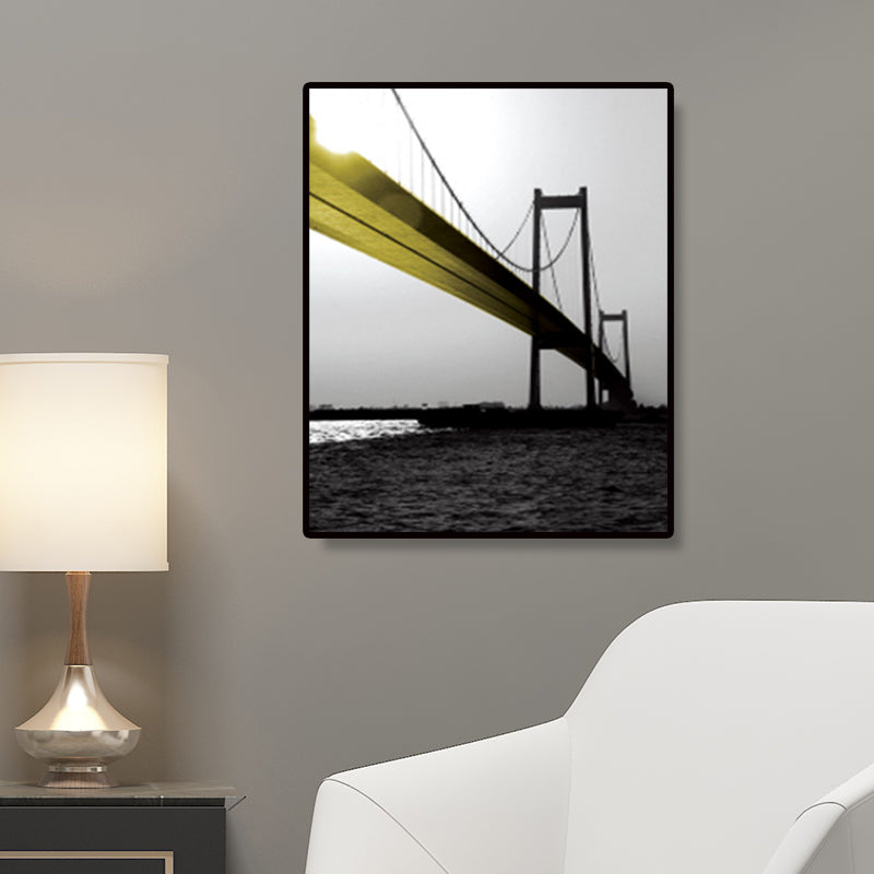 Toile murale avec pont de mer, décoration murale nostalgique, superbe paysage, couleur foncée, pour chambre