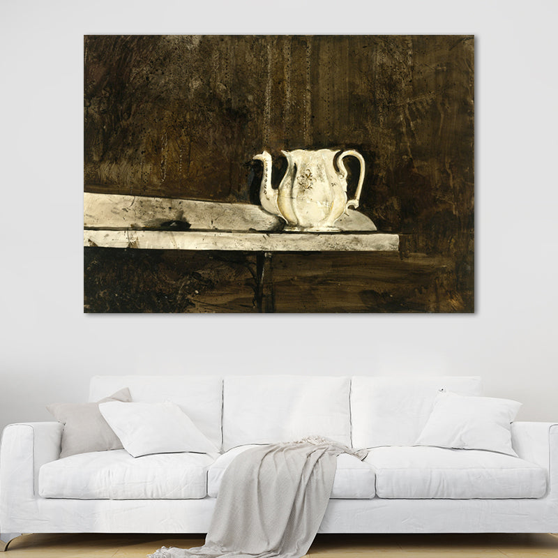 Kitchenware Canvas Art Textured Farmhouse Style Family Room Painting in Dark Color