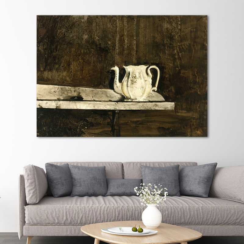 Kitchenware Canvas Art Textured Farmhouse Style Family Room Painting in Dark Color