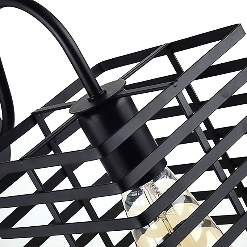 Rahmen quadratische Metallwandbeleuchtung Retro Industrial 1 Glühbirnen Wohnzimmer Lampe in Schwarz