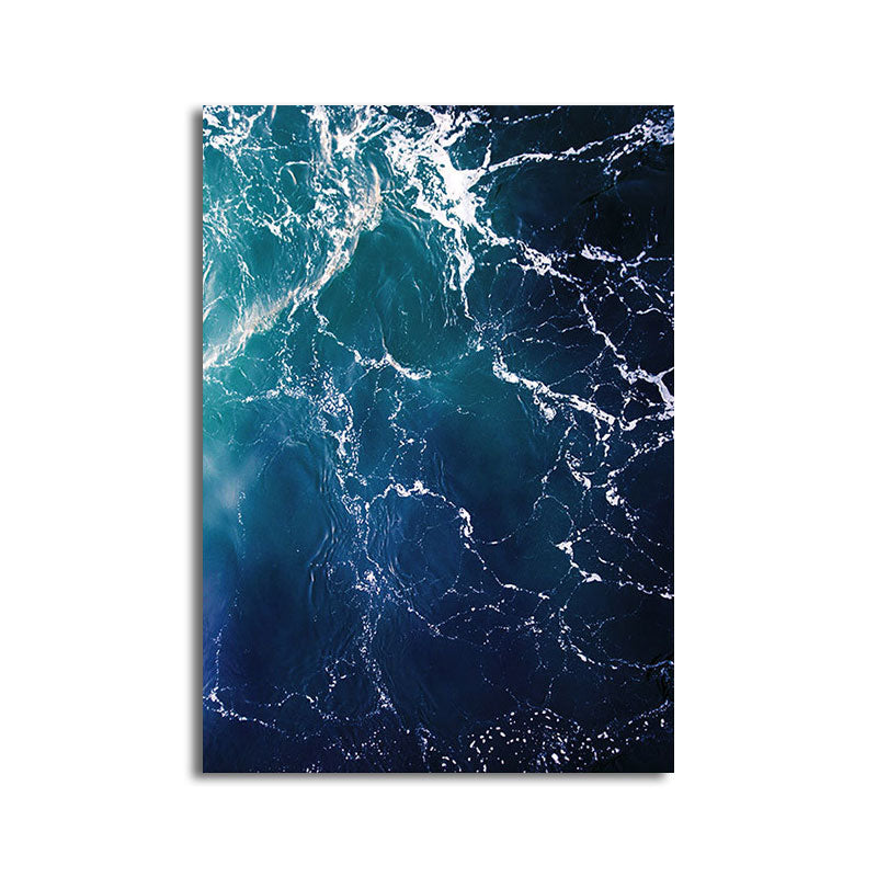 Tropical Ocean Water Art Print Canvas Textured Dark Color Wall Decor for Living Room