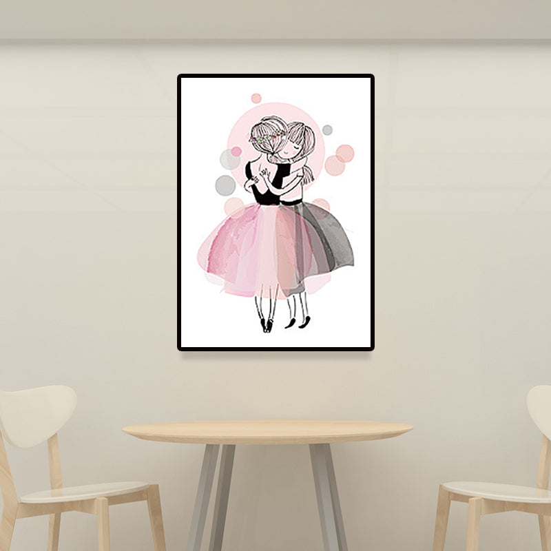 Toile imprimée de figurines d'art pour enfants, couleur douce, dessin de fille, décor mural pour chambre à coucher