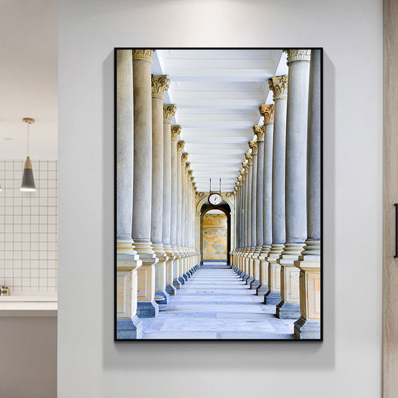 Multicolored Architecture Canvas Art Print Decorative Modern for Hallway Paintings