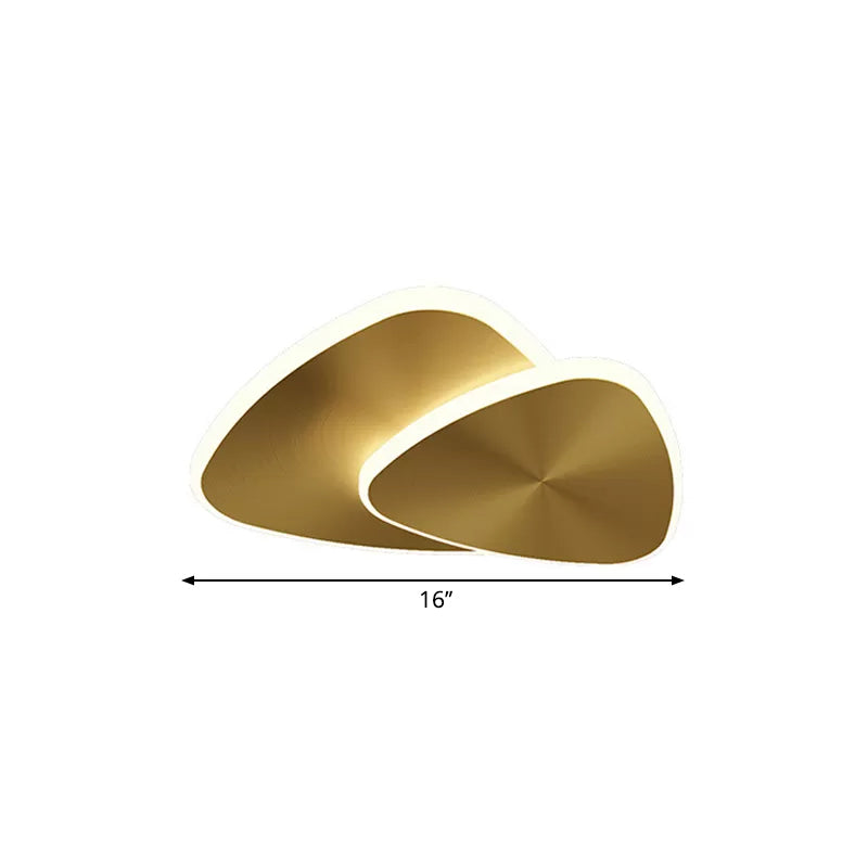 Modernist Triangle Ceiling Fixture Metallic LED Bedroom Flush Mount Lighting in Gold, Warm/White/3 Color Light