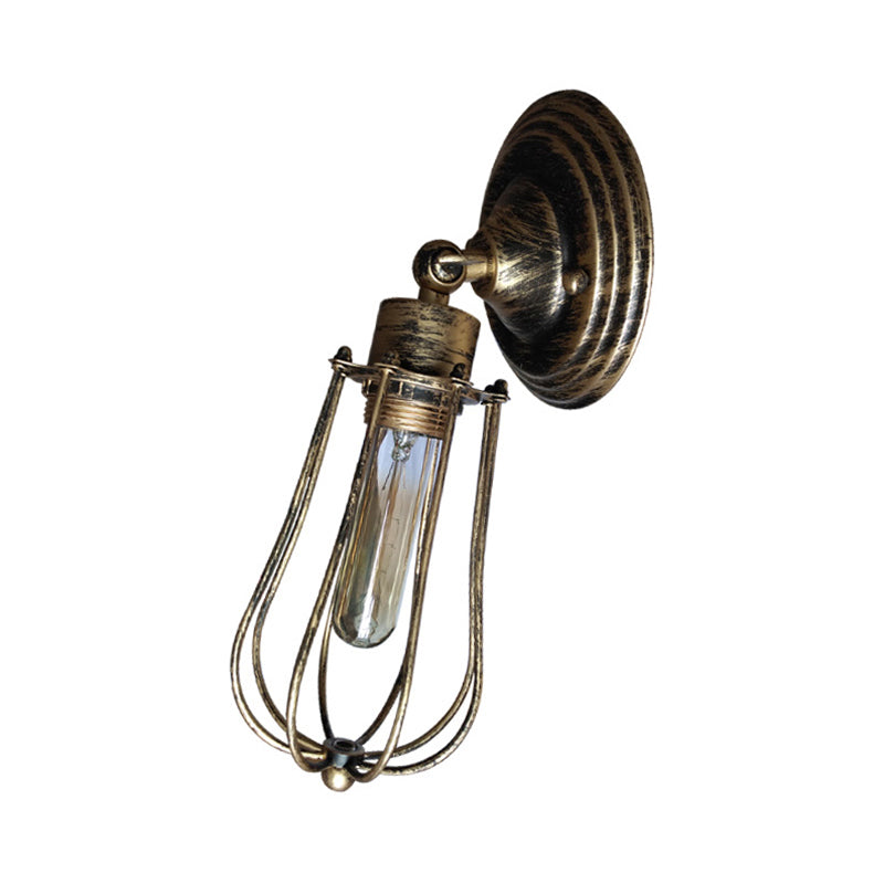 1 Kopfdrahtschutz Wandleuchte Leuchten mit Glühbirnenschatten Industrie gealtertes Messing/antike Silbereisenwandlampe für das Restaurant