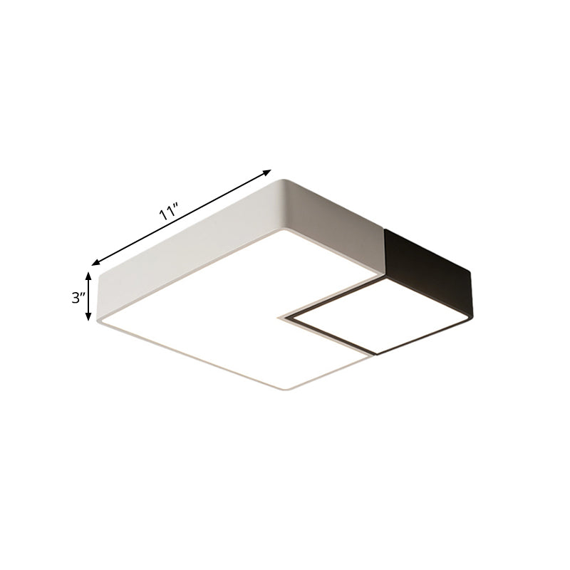Metal Square Flush Mount Lighting Simple LED White Ceiling Light Fixture for Living Room in Warm/White, 11"/15‚Äù/19" Wide
