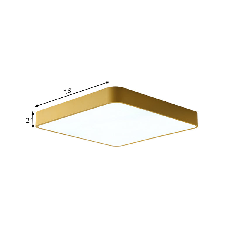 16"/19.5"/23.5" Wide Square Ceiling Fixture Modern Metal Yellow/Green LED Flush Mount Lamp in White/Warm