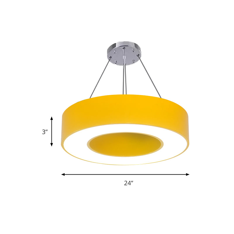 Modern Bedroom Pendant Light, Acrylic O Shape Hanging Fixture for Kids with 31.5" Adjustable Cord