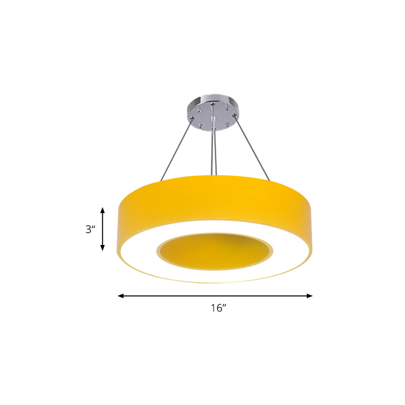 Modern Bedroom Pendant Light, Acrylic O Shape Hanging Fixture for Kids with 31.5" Adjustable Cord