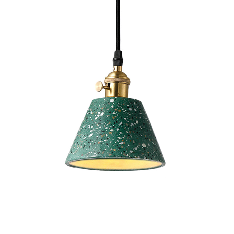 1 iluminación colgante de luz con tono de hormigón de cono en estilo nórdico negro/azul/verde colgante