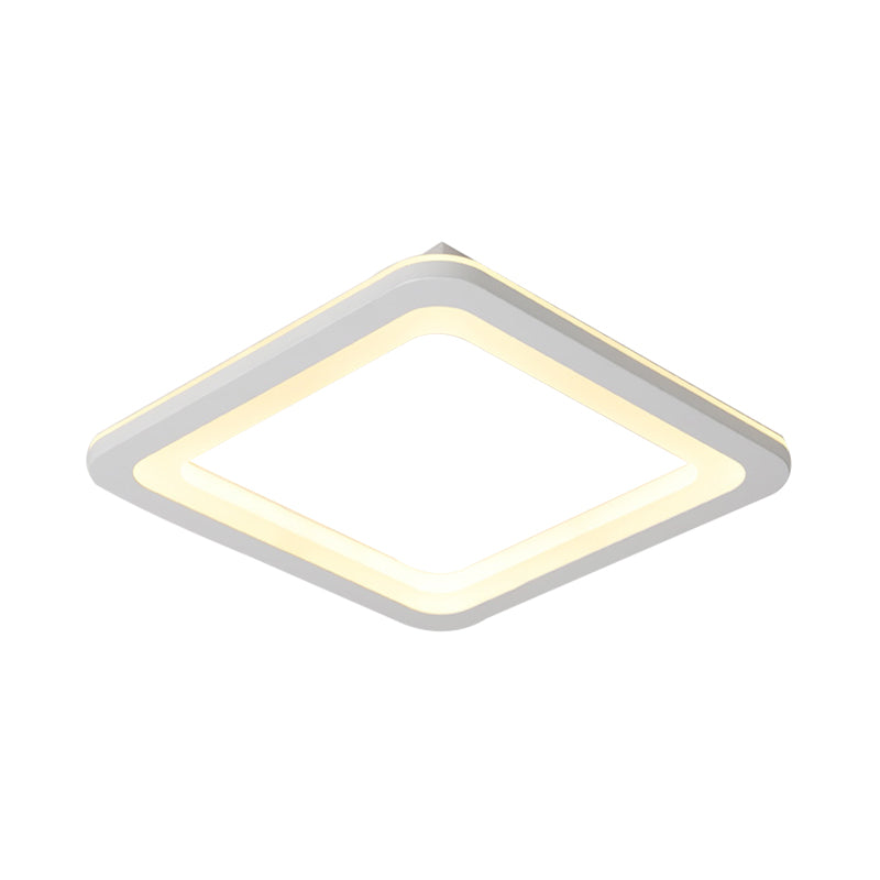 Éclairage encastré carré simple métal LED plafonnier blanc, blanc / lumière chaude, 10 "/ 14,5" / 19 "de large