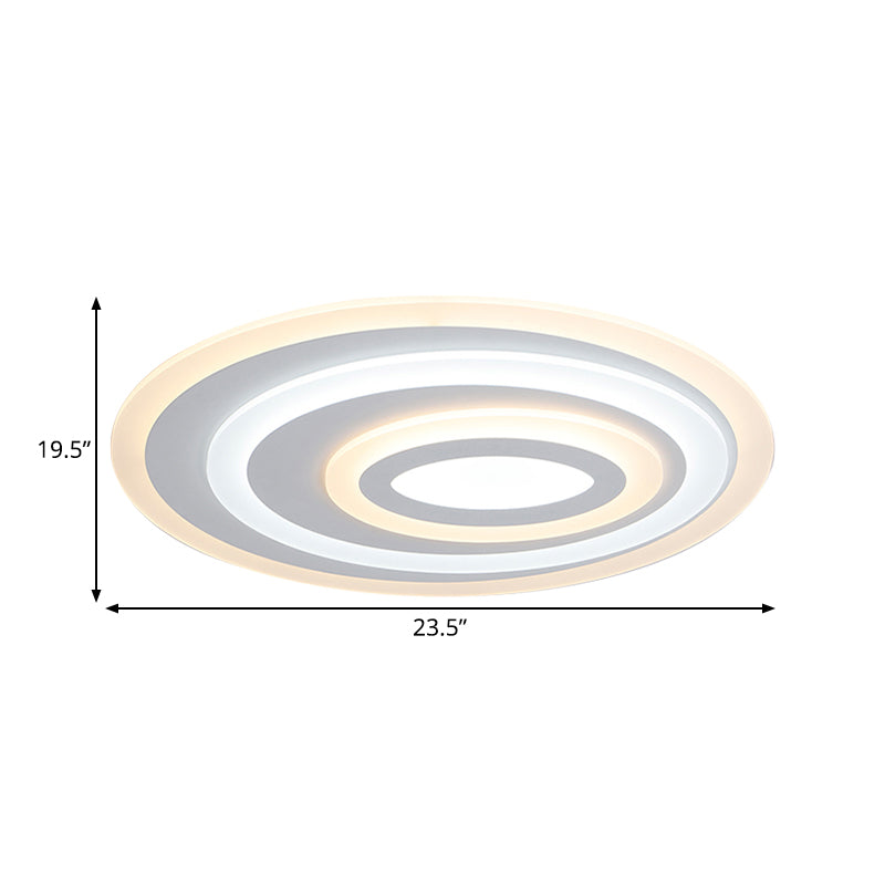 16"/19.5/25.5" Wide Oval Acrylic Flush Lamp Contemporary LED White Flush Mount Ceiling Fixture in Warm/White Light