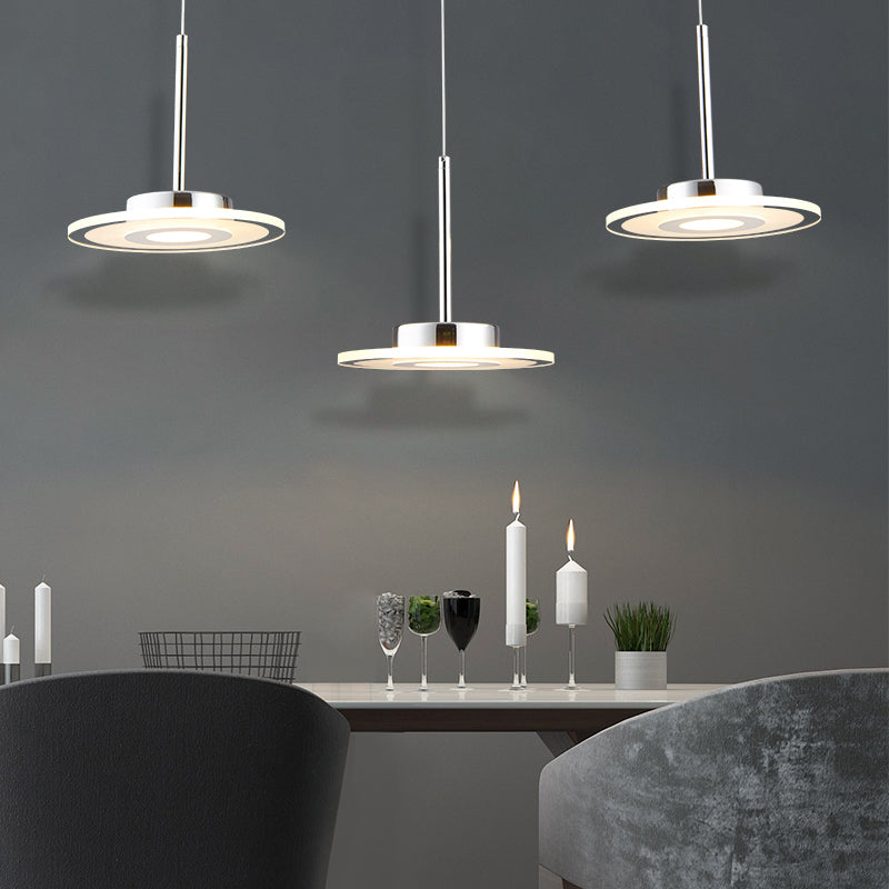 Modern Circular Acrylic Pendant LED Hanging Ceiling Light in Warm/White/Natural Light with Round/Linear Canopy