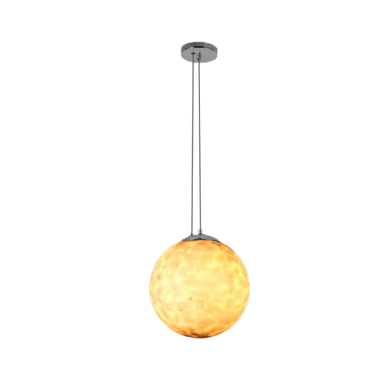 Pendant Lamp for Bedroom, Modern Globe Shade Ceiling Light Fixture in Chrome for Kids