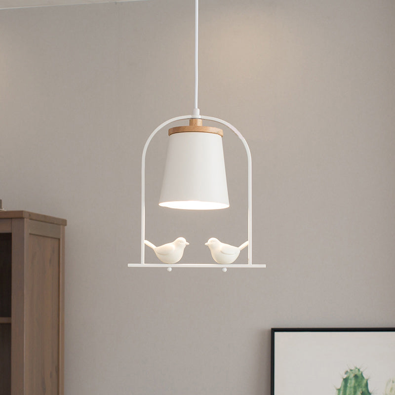 Mini pendentif clair blanc, plafond réglable avec décoration d'oiseaux style moderne