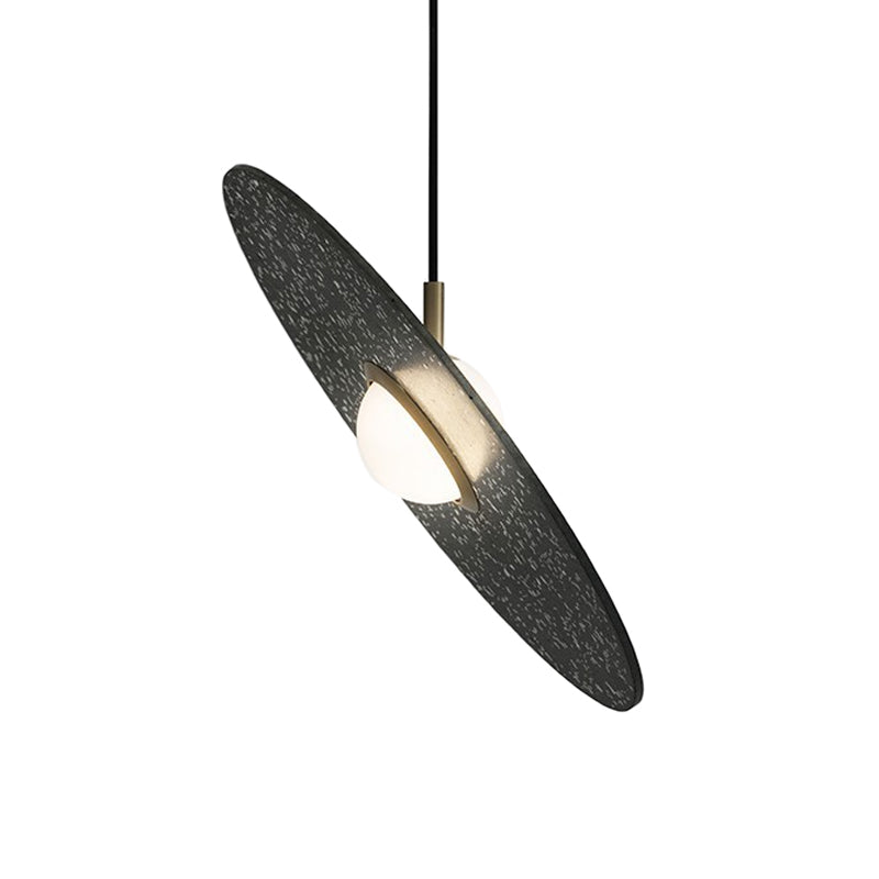 Ufo Shaped Pendant Lamp Modern Concrete 1 Light Black/White/Pink Hanging Ceiling Light