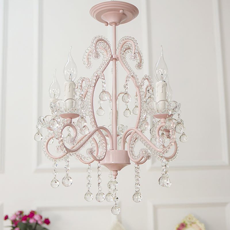 Chandelier de chambre à coucher, éclairage pendentif de style nordique avec cristal et bougie transparent